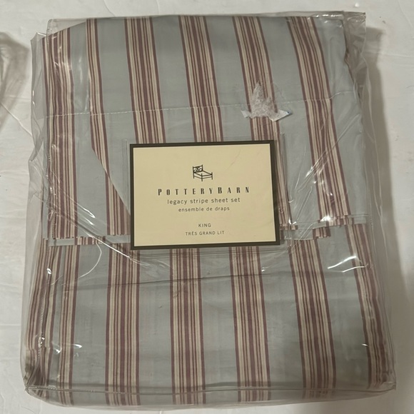 Pottery Barn Bedding Vintage Pottery Barn Legacy Stripe Flat Sheet